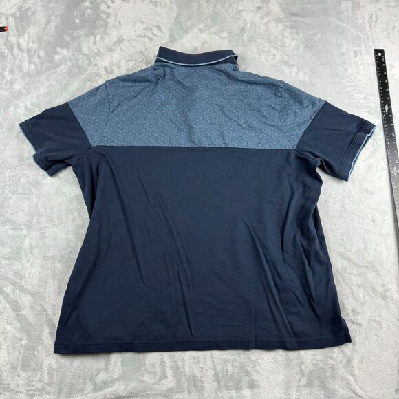Lands End Shirt Mens XXL Blue Geometric Colorblock Golf Polo Supima Cotton - Picture 6 of 11
